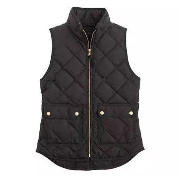 NWT J.Crew Black Excursion Quilted Down Vest XXS Fits XS Women’s Lightweight - Picture 1 of 11